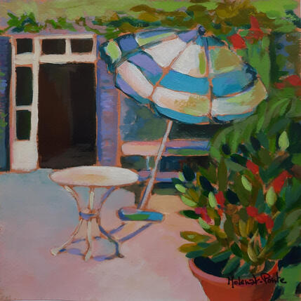 Peinture Sous le parasole midi tremble par Molénat-Ponté | Tableau Impressionnisme Acrylique Paysages, Scènes de vie