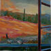 Peinture Crépuscule au blé doré par Molénat-Ponté | Tableau Impressionnisme Paysages Acrylique
