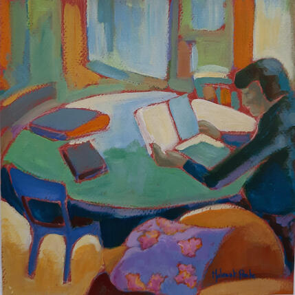 Peinture La lumière qui tourne les pages par Molénat-Ponté | Tableau Impressionnisme Acrylique Scènes de vie