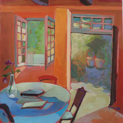 Peinture Le soleil posé sur la table par Molénat-Ponté | Tableau Impressionnisme Acrylique Scènes de vie