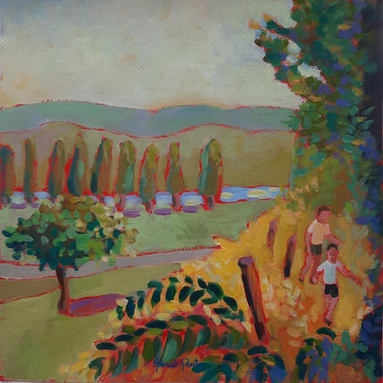Peinture Fin d'après-midi par Molénat-Ponté | Tableau Impressionnisme Acrylique Paysages, Scènes de vie