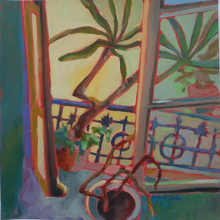 Peinture Le palmier qui s'enfuit par Molénat-Ponté | Tableau Impressionnisme Acrylique Nature, Scènes de vie
