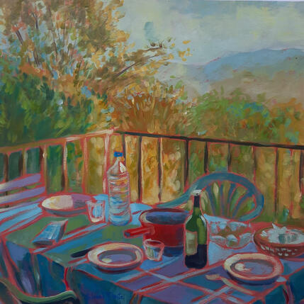 Peinture La table ouverte sur la vallée par Molénat-Ponté | Tableau Impressionnisme Acrylique Nature, Paysages, Scènes de vie