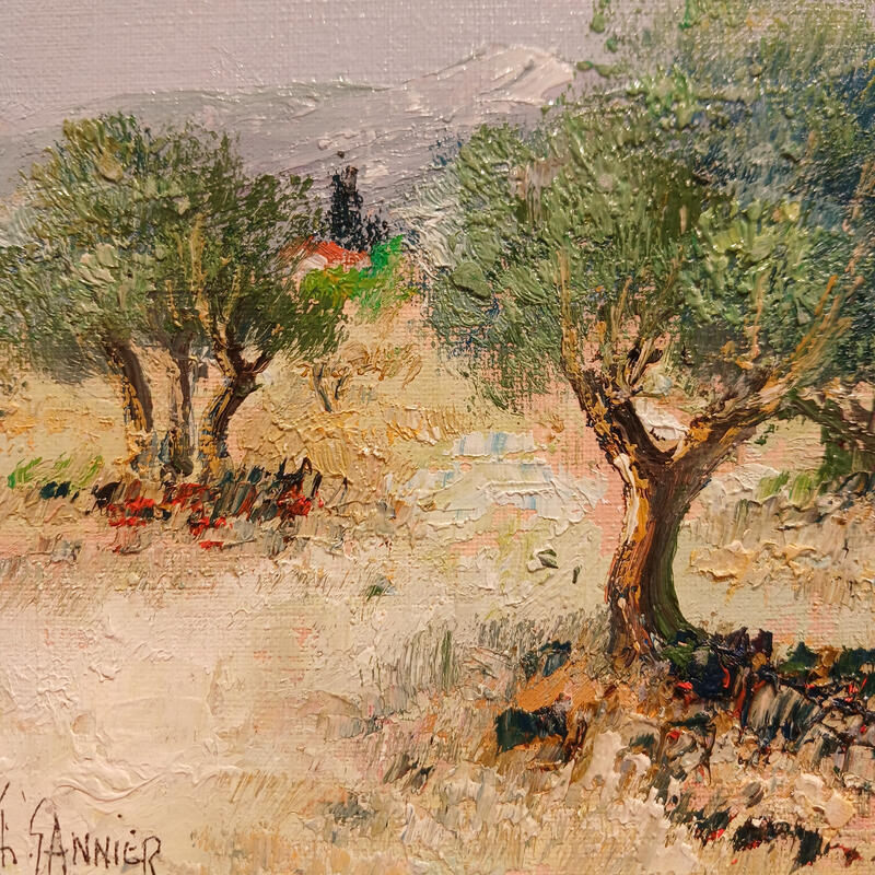 Peinture Oliviers à l'automne par Sannier Daniel | Tableau Impressionnisme Paysages Huile