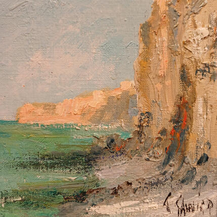 Painting Les falaises by Sannier Daniel | Painting Impressionism Oil Landscapes