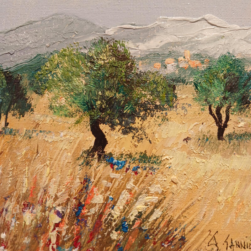 Peinture Oliviers dans les Alpilles par Sannier Daniel | Tableau Impressionnisme Paysages Huile