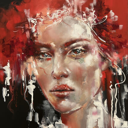 Painting Essenza Rossa by Abbondanzia Monica | Painting Figurative Acrylic Portrait