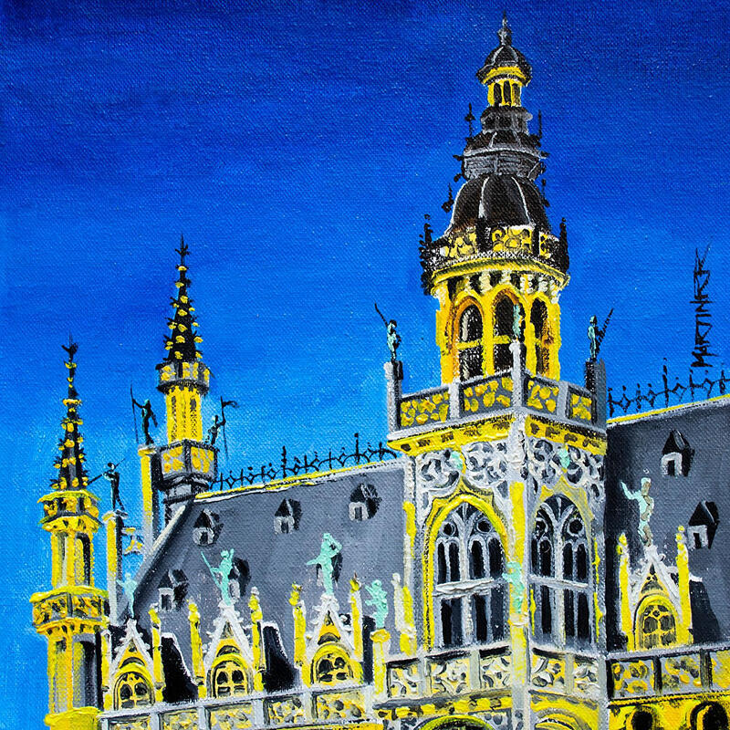 Painting Maison du Roi by Rodriguez Rio Martin | Painting Figurative Urban Oil