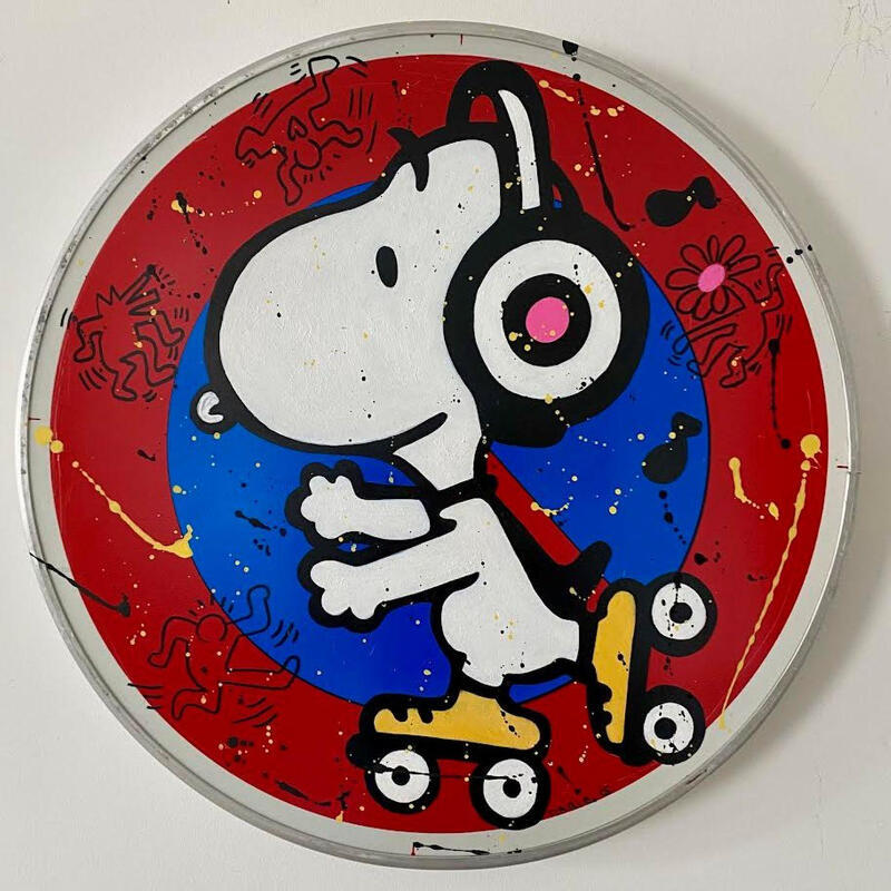 Skulptur CAT3 Balade en rollers von Marie G. | Skulptur Pop-Art Pop-Ikonen Acryl Posca