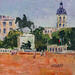 Peinture Matin sur la place Bellecour par Arkady | Tableau Figuratif Huile