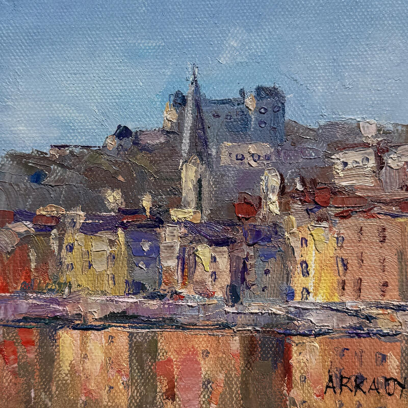 Peinture La lumière du Vieux-Lyon par Arkady | Tableau Figuratif Huile