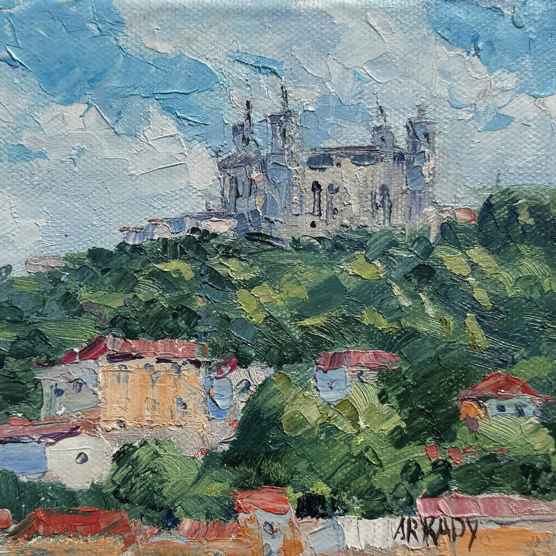 Peinture Au pied de Fourvière par Arkady | Tableau Figuratif Huile