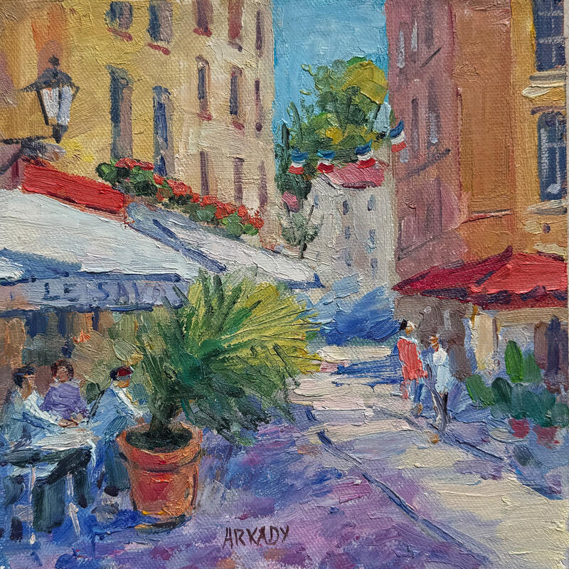 Peinture Ruelle du Vieux-Lyon par Arkady | Tableau Figuratif Huile