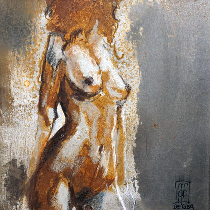 Painting Dans la douceur de la nuit by De Géa Olivier  | Painting Figurative Metal Nude