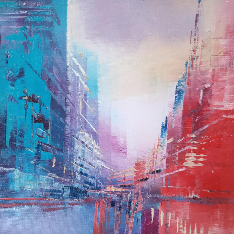 Peinture Route mauve par Levesque Emmanuelle | Tableau Huile