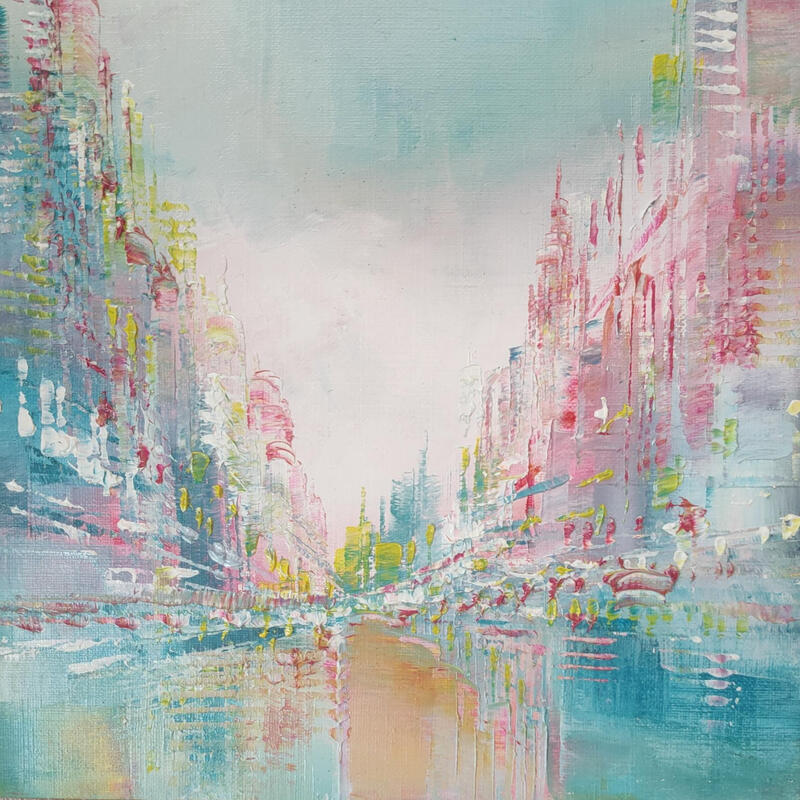 Peinture Fraîcheur turquoise par Levesque Emmanuelle | Tableau Huile