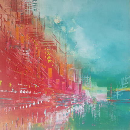 Peinture L'eau verte par Levesque Emmanuelle | Tableau Huile
