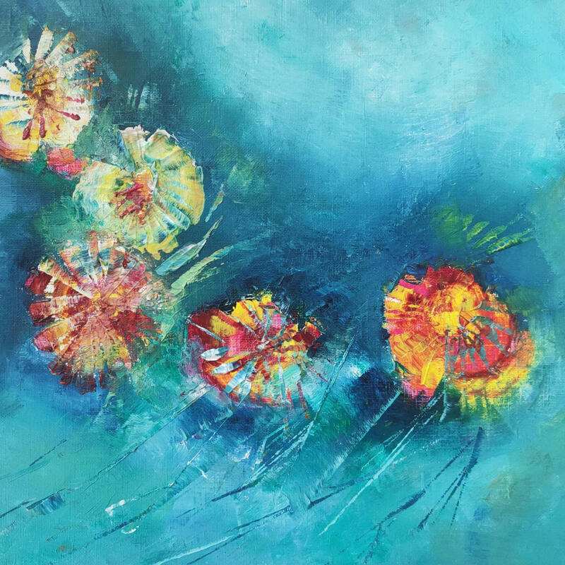 Peinture Le vent dans les fleurs par Levesque Emmanuelle | Tableau Huile