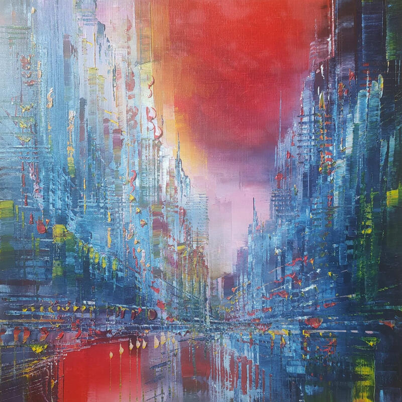 Peinture Ciel carmin par Levesque Emmanuelle | Tableau Huile