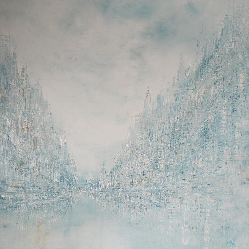 Painting Bleu lumineux by Levesque Emmanuelle | Painting Oil