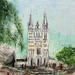 Pintura Angers St Maurice nouvelles arches por Hoffmann Elisabeth | Pintura Figurativo Urbano Acuarela