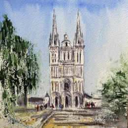 Painting Angers St Maurice l'intemporelle  by Hoffmann Elisabeth | Painting Figurative Watercolor Pop icons, Urban
