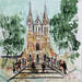Pintura Angers St Maurice festive por Hoffmann Elisabeth | Pintura Figurativo Urbano Acuarela
