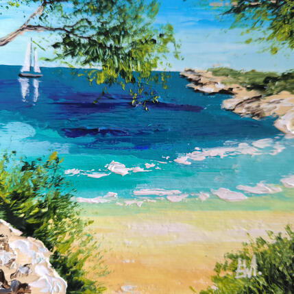 Peinture Une plage secrète. par Rey Ewa | Tableau