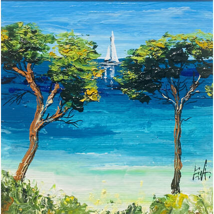 Painting Symétrie méditerranéenne. by Rey Ewa | Painting Figurative Acrylic Landscapes