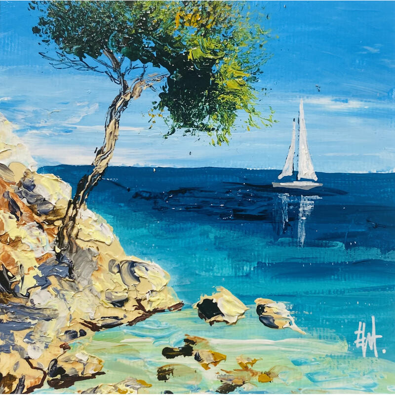Peinture Vers le large. par Rey Ewa | Tableau Figuratif Paysages Acrylique