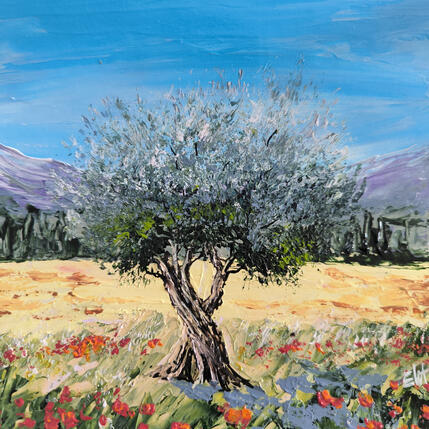 Peinture L' olivier symbole de paix. par Rey Ewa | Tableau