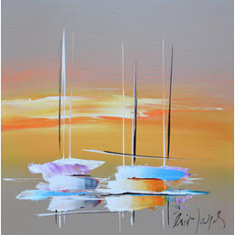 Painting UN CIEL D'OR  by Munsch Eric | Painting Figurative Acrylic, Oil Marine