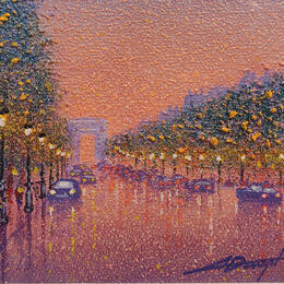 Painting Les Champs Elysées by Dessapt Alan | Painting Figurative Acrylic, Oil Urban