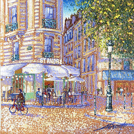 Painting Un café au St André by Dessapt Alan | Painting Figurative Acrylic, Oil Pop icons, Urban