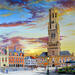 Painting The Belfrey of Bruges by Rodriguez Rio Martin | Painting Figurative Urban Oil