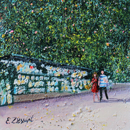 Peinture Bouquiniste par Dessapt Elika | Tableau Impressionnisme Acrylique, Sable