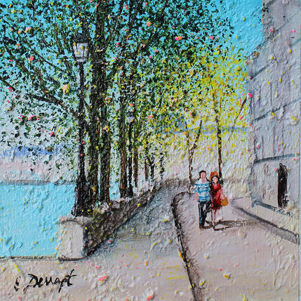 Painting L'île St-Louis by Dessapt Elika | Painting Impressionism Acrylic, Sand