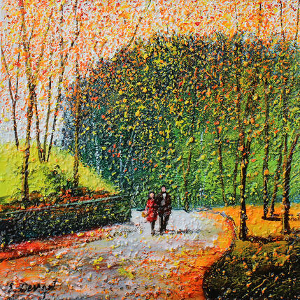 Painting Balade d'automne by Dessapt Elika | Painting Impressionism Acrylic, Sand Pop icons