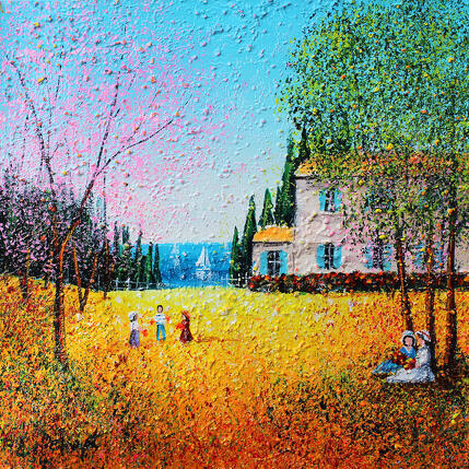 Painting Vacances d'été by Dessapt Elika | Painting Impressionism Acrylic, Sand