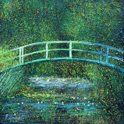 Painting Le pont japonais de Monet by Dessapt Elika | Painting Impressionism Acrylic, Sand