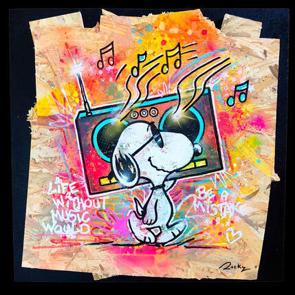 Peinture Music is life par Rocky Chaplin | Tableau Pop-art Acrylique Enfant, Icones Pop