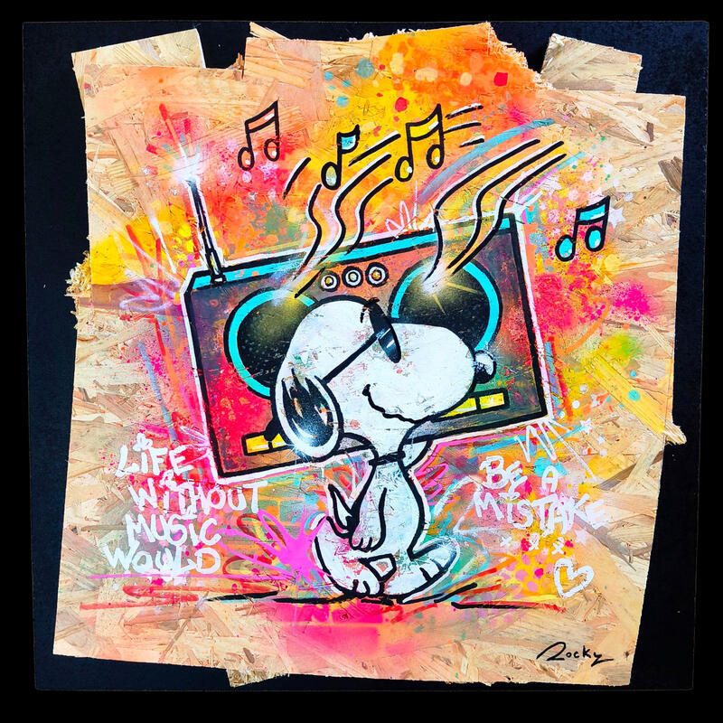 Peinture Music is life par Rocky Chaplin | Tableau Pop-art Icones Pop Enfant Acrylique