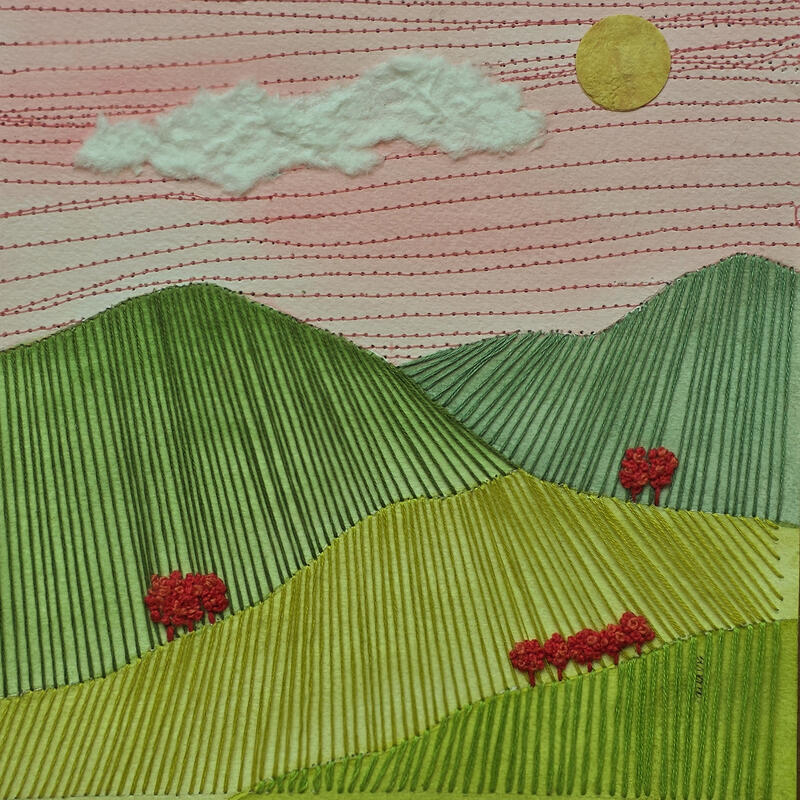 Painting The Shape of Calm by Vazquez Laila | Painting Subject matter Watercolor Textile