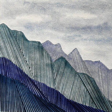 Painting Mountain Formation I by Vazquez Laila | Painting Subject matter Textile, Watercolor