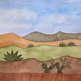 Painting Layered Landscape by Vazquez Laila | Painting Subject matter Textile, Watercolor