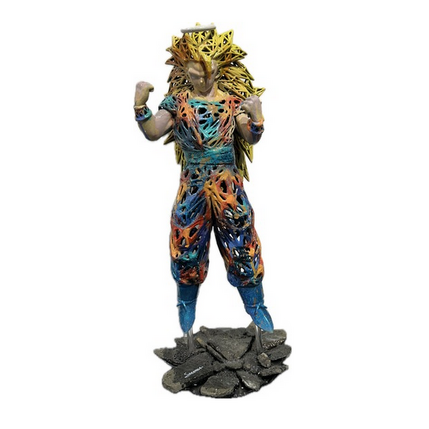 Skulptur Super Saiyan 3 ready to fight von Shenoda | Skulptur Pop-Art Graffiti, Harz