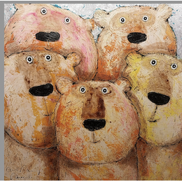Painting Selfie for five by Maury Hervé | Painting Raw art Acrylic, Ink Animals