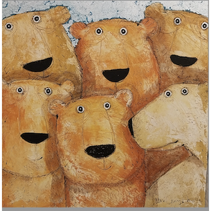 Painting En grande conversation! by Maury Hervé | Painting Raw art Acrylic, Silver leaf Animals