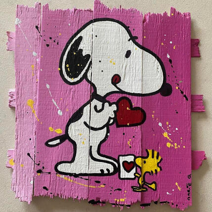 Painting Carte coeur by Marie G.  | Painting Pop-art Acrylic, Wood Pop icons