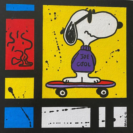 Painting Joe Cool (Mondrian) by Marie G. | Painting Pop-art Acrylic, Wood Pop icons